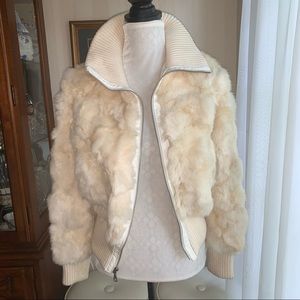 Wilson’s Leather white rabbit fur coat small